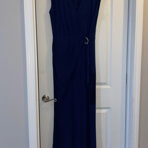 Sleeveless Navy Blue Wrap Jumpsuit